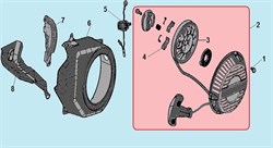 Стартер в сборе двигателя вибротрамбовки Champion TR72 (рис.2) DA04J011E31 - фото 103897