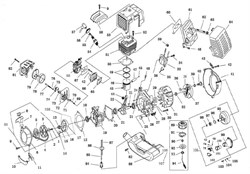 Стартер в сборе триммера Elitech T1250B (рис. 83) 0802088200 - фото 10506