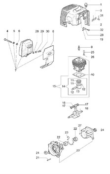 Поршень в сборе триммера Oleo-Mac Sparta 44 (рис. 14) 50120034-2 - фото 12176
