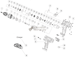 Корпус левая часть шуруповёрта Redverg RD-SD10L/2Y-44 6651334_RD - фото 166624