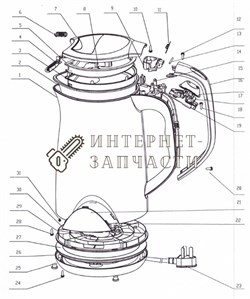 Крышка ручки  чайника Galaxy GL0301 белая 390845 - фото 168205