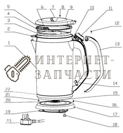 Корпус с нагревательным элементом чайника Galaxy GL0318 390992 - фото 168352