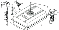 топливный кран в сборе 0101.137100 бензогенератора Elitech БЭС 5000 РС  (рис.13) 170980057T520-0 - фото 23376