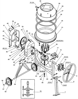 Кулиса в сборе БС-120 (15,17,19,52,54,61,63,64) бетономешалки Elitech БС 120 (рис. 14) 1201009300 - фото 23654