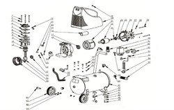 Клапан обратный Gl/8,,-G3/8\"-Gl/2,,=d9,728/P0,907/28-dl65662/Pl,337/19-d20,955/Pl,814/1 безмасляного коаксильного компрессора Elitech КПБ 190 (рис.39) 0701013900 - фото 24440