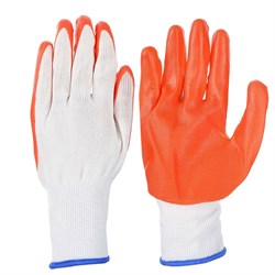 Перчатки садовые с резиновым полуобливом, полиэстер, 10 размер, 23,5см, 30гр