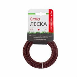Леска Cofra 2,4 мм витое квадратное сечение для триммера, 15 м