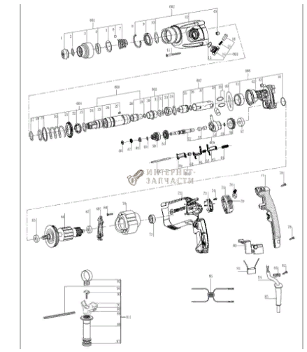 Щеточный узел Redverg RD-RH650 RD-RH650-73-75 - фото 315841