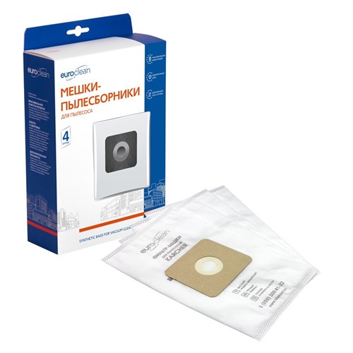 E-58/4 Мешки-пылесборники Euroclean синтетические для пылесоса, 4 шт