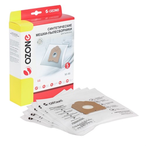 Мешки-пылесборники Ozone M-46 синтетические для пылесоса, 5 шт