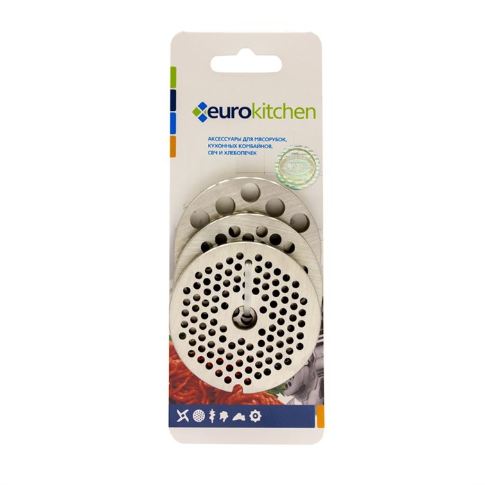 Набор решеток для мясорубки/кухонного комбайна, 1 шт., сталь, бренд: EUROKITCHEN, арт. NR1102 NR1102 - фото 436283