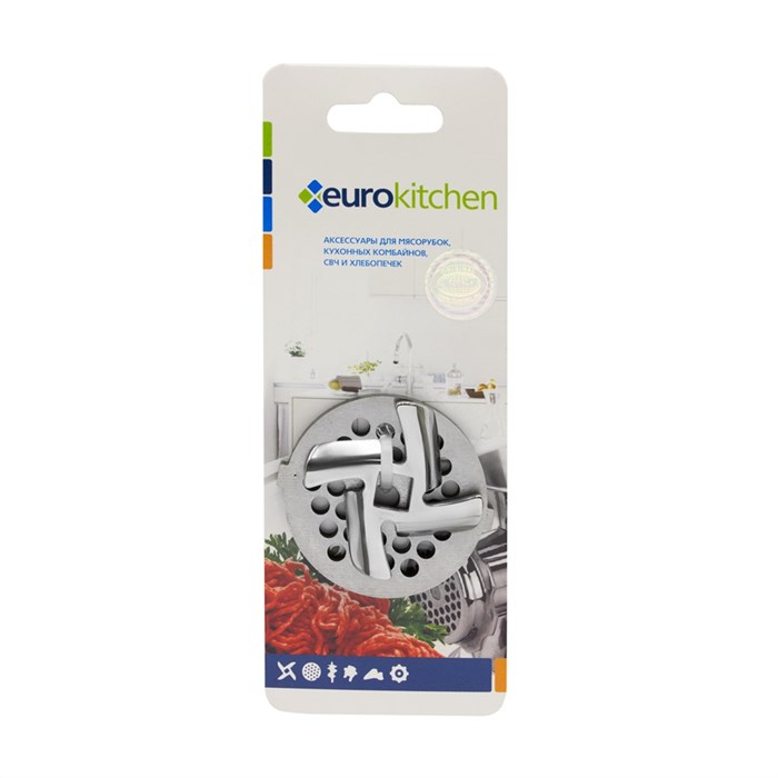 Набор нож и решетка Eurokitchen NR1204 для мясорубки, 1 шт., сталь