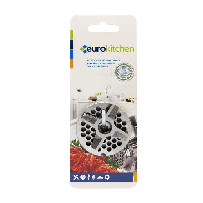 Набор решетка и двухсторонний нож для мясорубки, 1 шт., сталь, бренд: EUROKITCHEN, арт. NR1211 NR1211 - фото 436482
