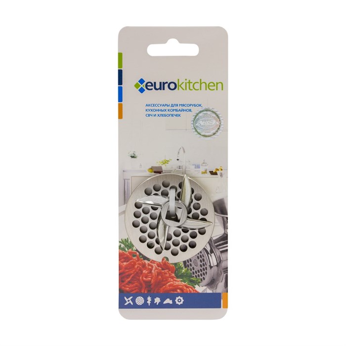 Набор нож и решетка для мясорубки, 1 шт., сталь, бренд: EUROKITCHEN, арт. NR1201 NR1201 - фото 436494