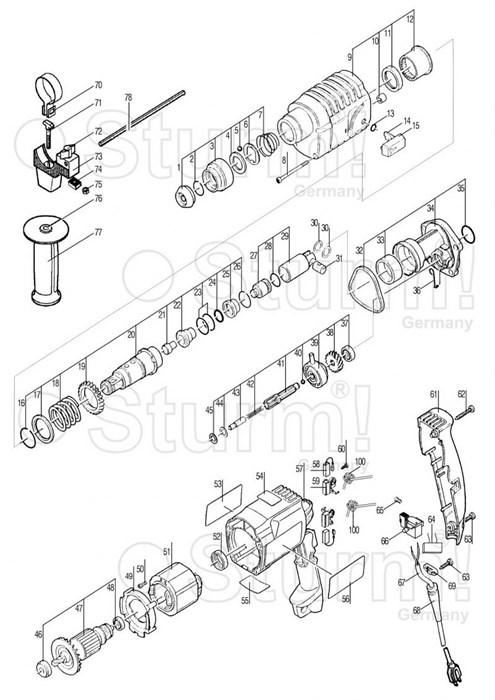 Шестерня перфоратора Sturm RH 2550 RH2550/2551-38 - фото 437091
