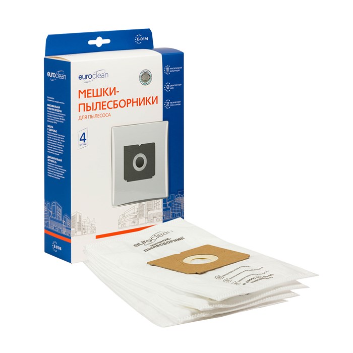 Мешки-пылесборники Euroclean E-01/4 синтетические 4 шт для пылесосов