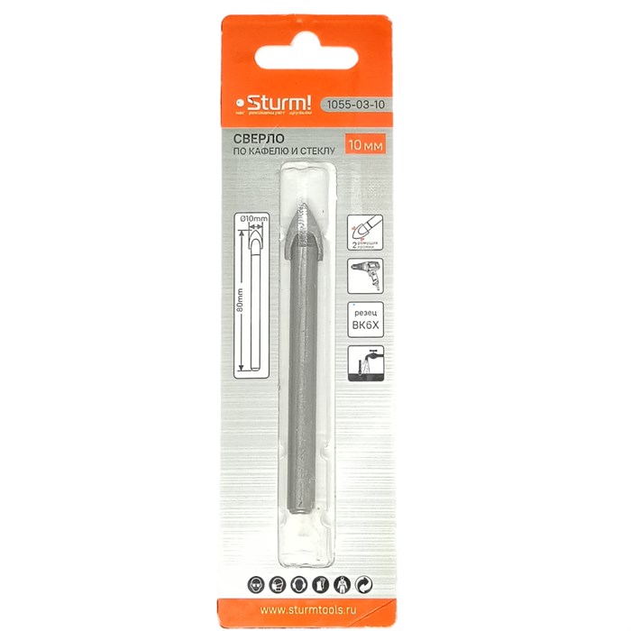 Сверло (10 мм) по стеклу и кафелю Sturm 1055-03-10