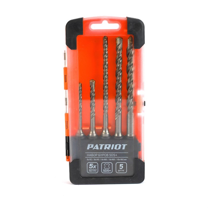 Набор буров SDS-plus (5x110, 6x110, 6x160, 8x160, 10x160 мм) 38510 - фото 470999