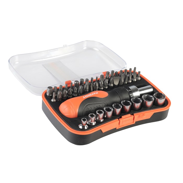 Отвертка-трещотка PATRIOT с битами и торцевыми головками 73122 - фото 472879