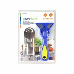 Набор скребков с дополительными лезвиями Eurokitchen для чистки стеклокерамики, синий/желтый 572903 - фото 73896