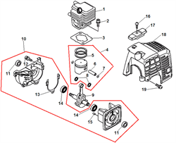 Цилиндр триммера Echo GT-22GES (рис. 1) A130000021 - фото 9806