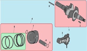 Поршень комплект  двигателя Champion G120HK (рис.4) G120HK1500004